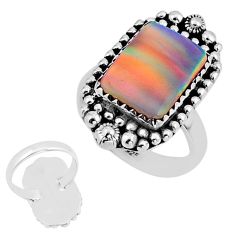 925 silver 3.88cts back close fine volcano aurora opal ring size 6.5 y58397
