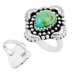 925 silver 3.92cts back close natural kingman turquoise ring size 5.5 y44600