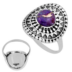 925 silver 3.04cts back close purple copper turquoise round ring size 10 n33774