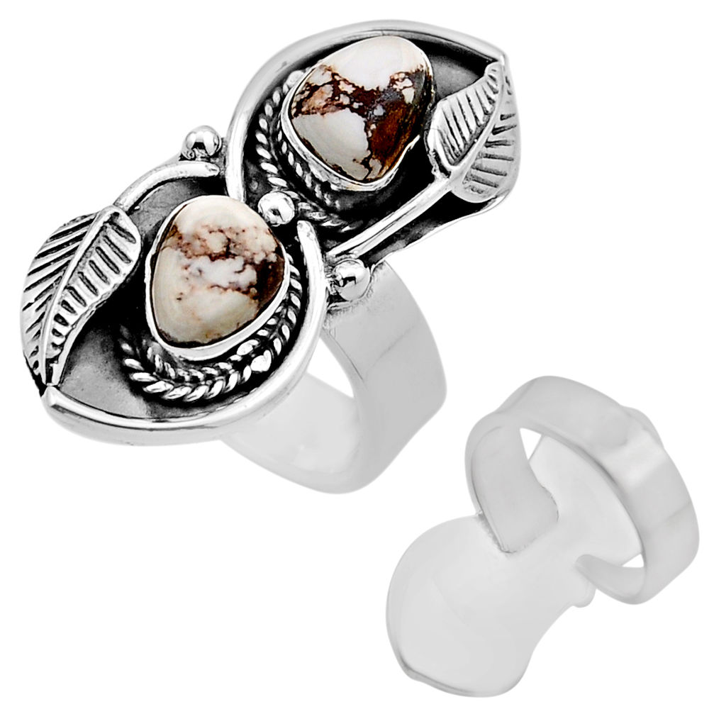 925 silver 6.77cts back close wild horse magnesite adjustable ring size 8 c33006