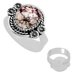 925 silver 5.20cts back close wild horse magnesite adjustable ring size 8 c33010