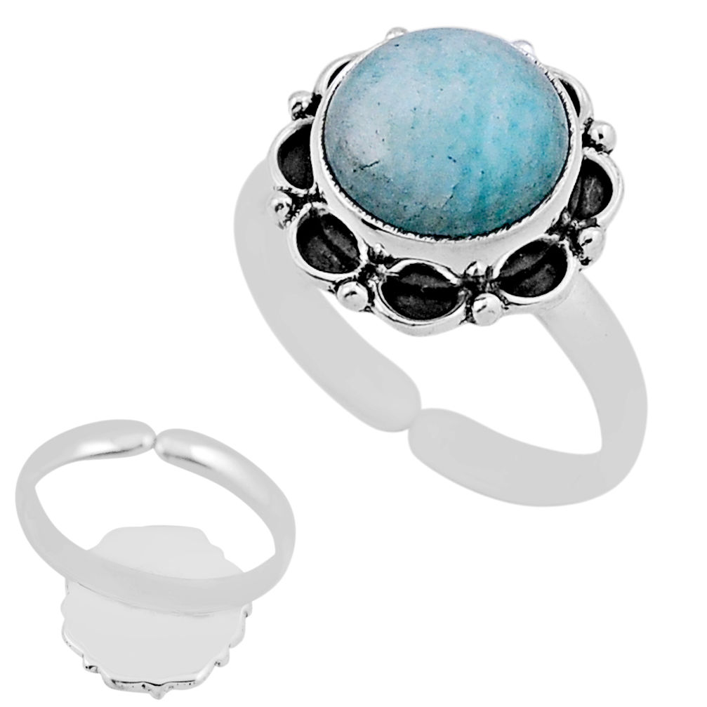 925 silver back closed amazonite (hope stone) adjustable ring size 6.5 n38703