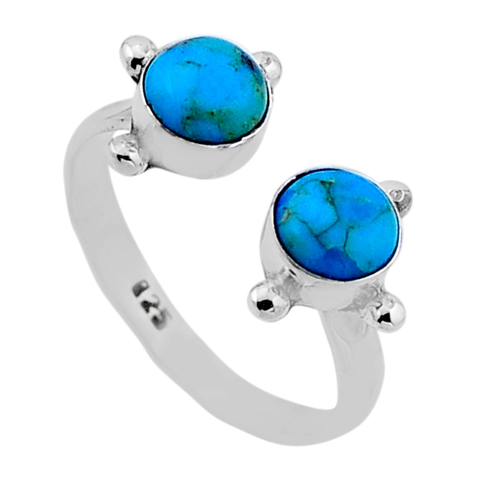 925 silver back closed arizona mohave turquoise adjustable ring size 8.5 n52611