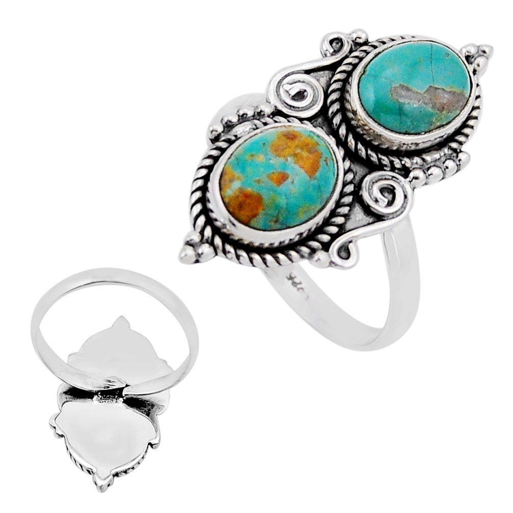 925 silver back closed arizona mohave turquoise adjustable ring size 9 n54473