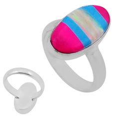 925 silver 4.21cts back closed blue green pink strip opal ring size 5 n45992