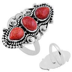 925 silver 5.49cts back closed brown goldstone adjustable ring size 8.5 n46755