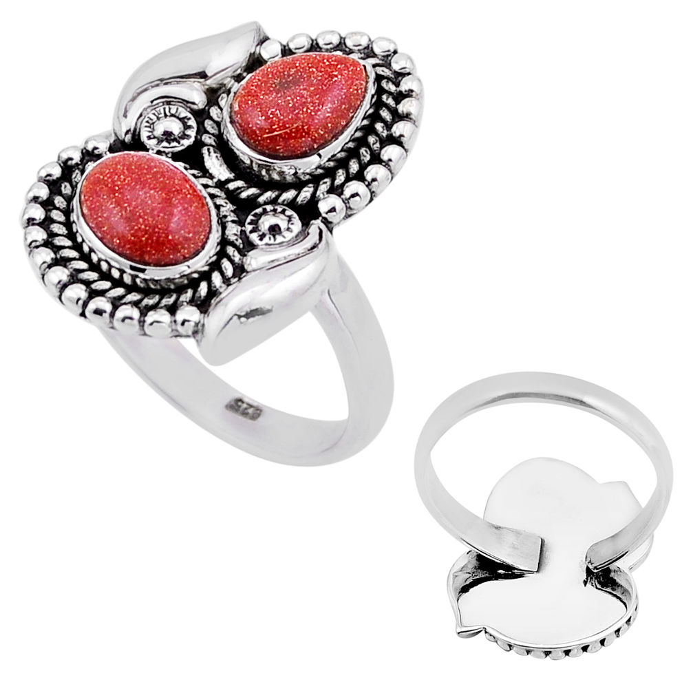 925 silver 4.26cts back closed brown goldstone adjustable ring size 9.5 n52987