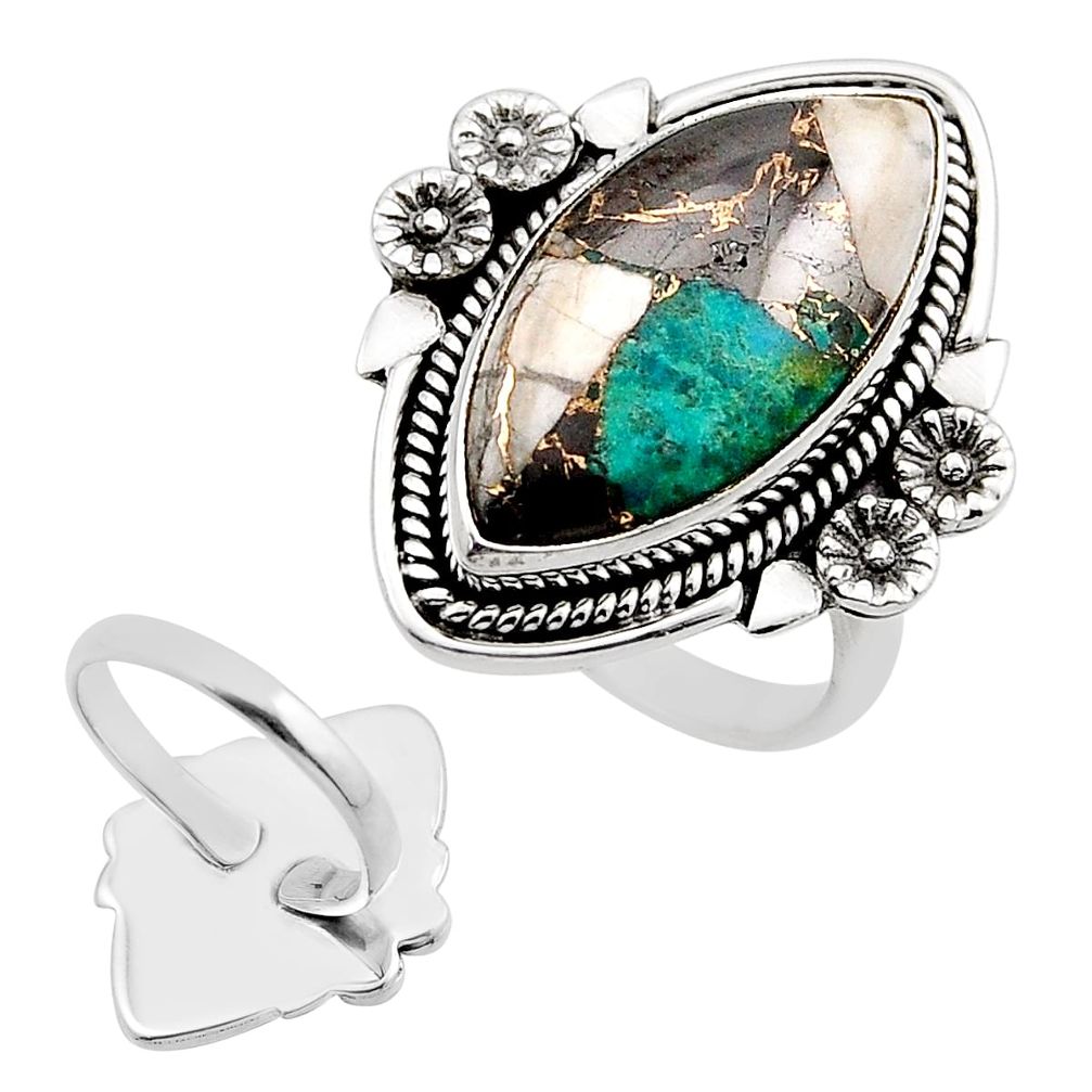 925 silver 12.65cts back closed chrysocolla shungite howlite ring size 7 c32867