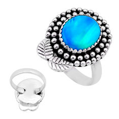 925 silver 3.64cts back closed fine volcano aurora opal leaf ring size 8 n53896