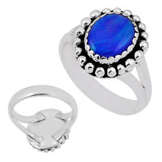 925 silver 2.44cts back closed fine volcano aurora opal oval ring size 6 n33894