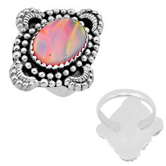 925 silver 4.92cts back closed fine volcano aurora opal oval ring size 7 n53742
