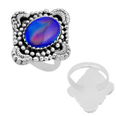 925 silver 4.91cts back closed fine volcano aurora opal oval ring size 8 n53761