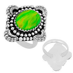 925 silver 4.92cts back closed fine volcano aurora opal oval ring size 8 n53992