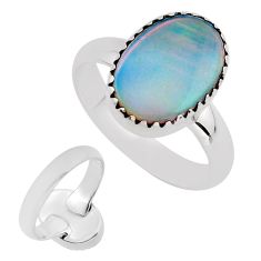 925 silver 4.28cts back closed fine volcano aurora opal oval ring size 9 y94200