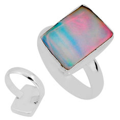 925 silver 4.15cts back closed fine volcano aurora opal ring size 6.5 y76862