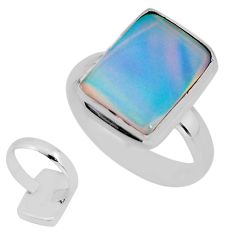925 silver 3.86cts back closed fine volcano aurora opal ring size 7.5 y77832