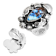 925 silver 8.68cts back closed golden hills turquoise adjustable ring n20735