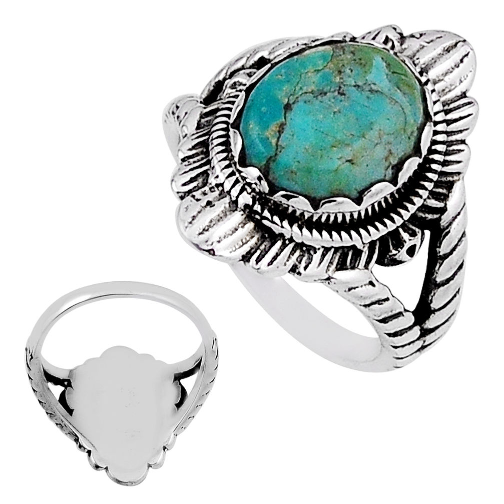 925 silver 4.91cts back closed green arizona mohave turquoise ring size 6 n32764