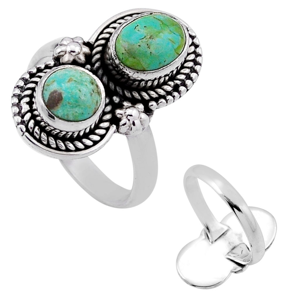 925 silver 2.62cts back closed green arizona mohave turquoise ring size 6 n48502