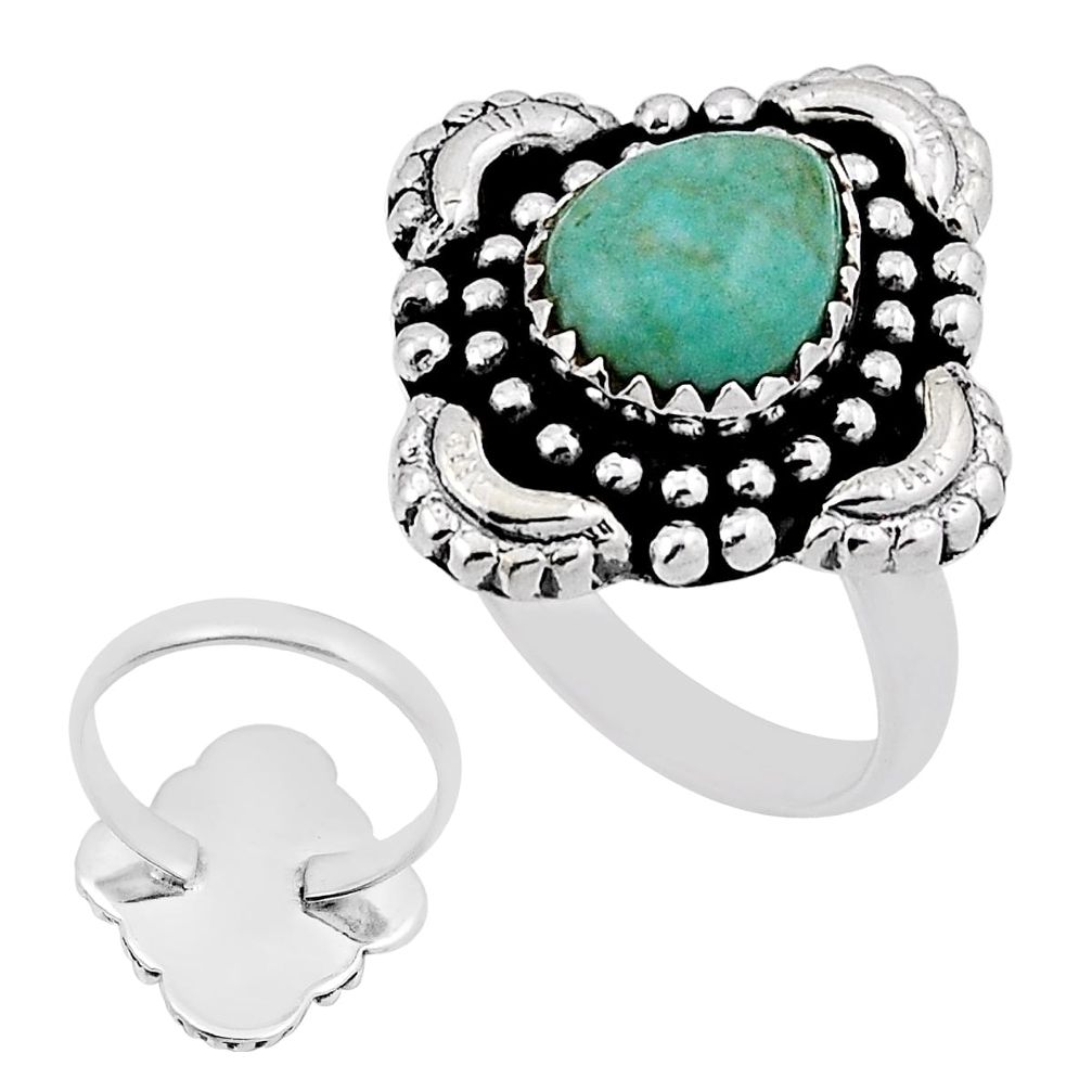 925 silver 3.79cts back closed green arizona mohave turquoise ring size 7 n34814