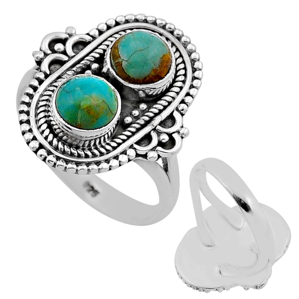925 silver 2.06cts back closed green arizona mohave turquoise ring size 7 n48578