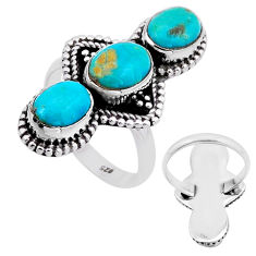 925 silver 6.54cts back closed green arizona mohave turquoise ring size 7 n52535