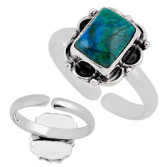 925 silver 3.27cts back closed green chrysocolla adjustable ring size 7 n38723