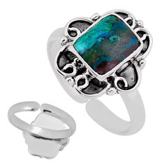 925 silver 3.13cts back closed green chrysocolla adjustable ring size 7 n38732