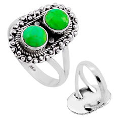 925 silver 2.04cts back closed green copper turquoise round ring size 8 n48594