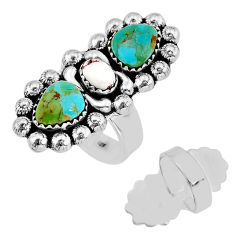 925 silver 9.93cts back closed kingman turquoise adjustable ring size 7.5 c32500