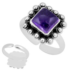 925 silver 2.95cts back closed natural amethyst adjustable ring size 7 n38708