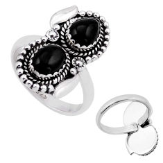 925 silver 4.21cts back closed natural black onyx adjustable ring size 8 n48960