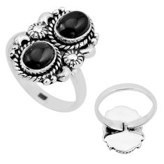 925 silver 3.91cts back closed natural black onyx adjustable ring size 8 n52976