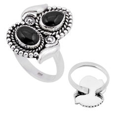 925 silver 4.26cts back closed natural black onyx adjustable ring size 8 n52991