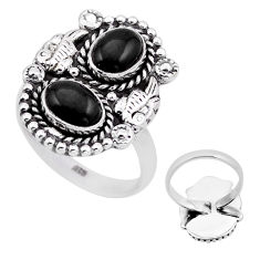 925 silver 4.28cts back closed natural black onyx adjustable ring size 9 n52944