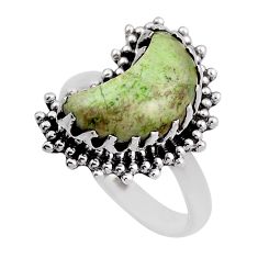 925 silver 6.04cts back closed natural green variscite moon ring size 8 n24069