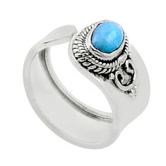 925 silver 1.57cts back closed natural larimar adjustable ring size 7 n45365