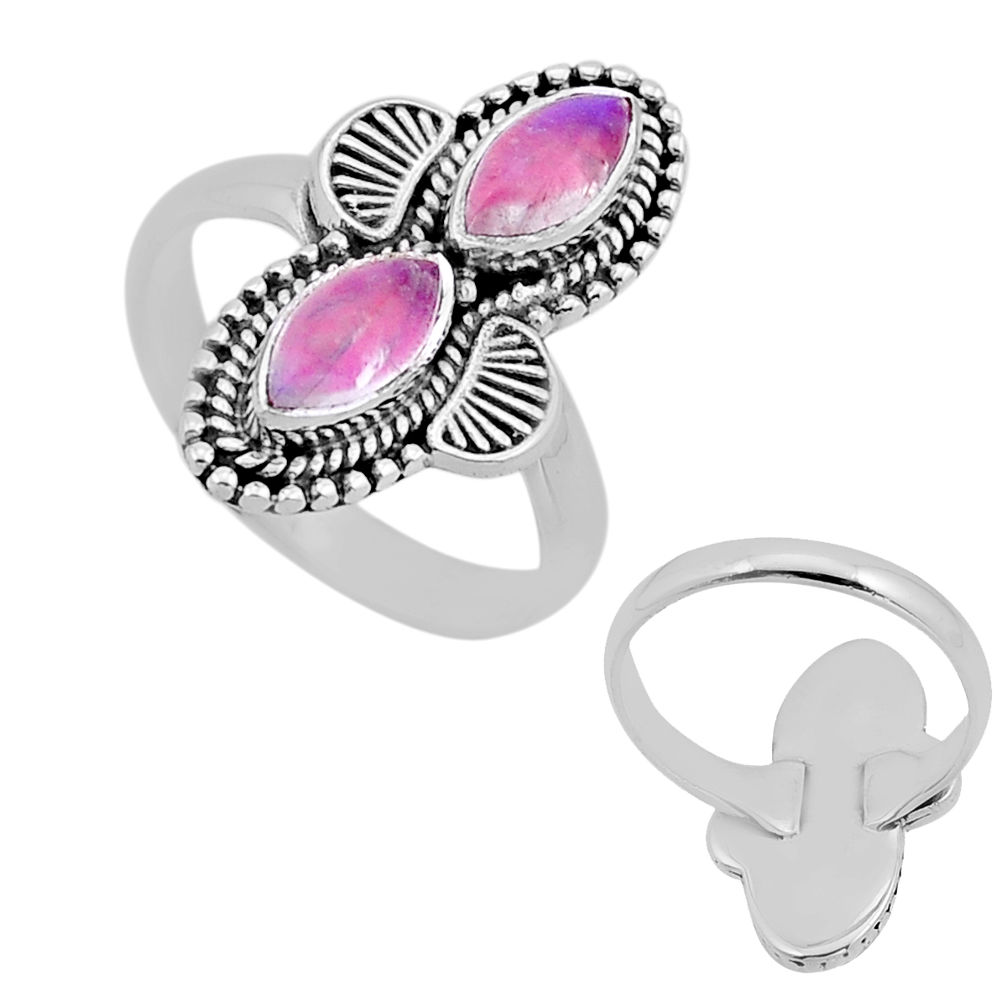 925 silver 4.02cts back closed natural moonstone marquise ring size 6.5 n53547