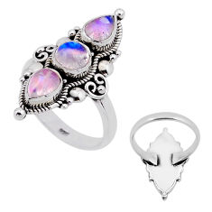 925 silver 4.43cts back closed natural pink moonstone round ring size 7 n53539