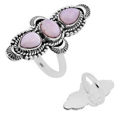 925 silver 5.50cts back closed natural pink opal adjustable ring size 8 n46783