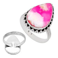 925 silver 8.55cts back closed natural pink plume agate ring size 7.5 n54514