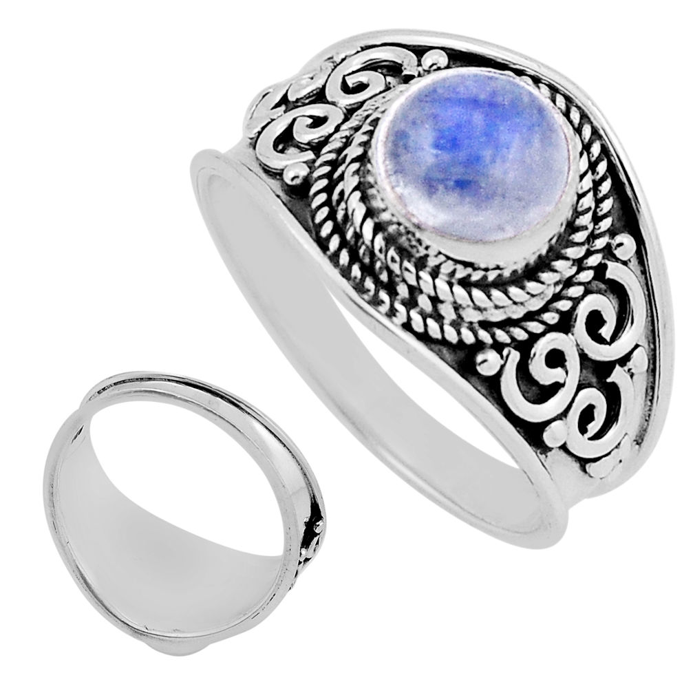 925 silver 3.19cts back closed natural rainbow moonstone ring size 8 n37744