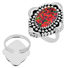 925 silver 3.21cts back closed orange australian opal (lab) ring size 6 n34632