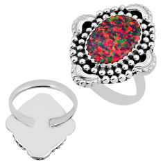 925 silver 3.44cts back closed orange australian opal (lab) ring size 9 n34633