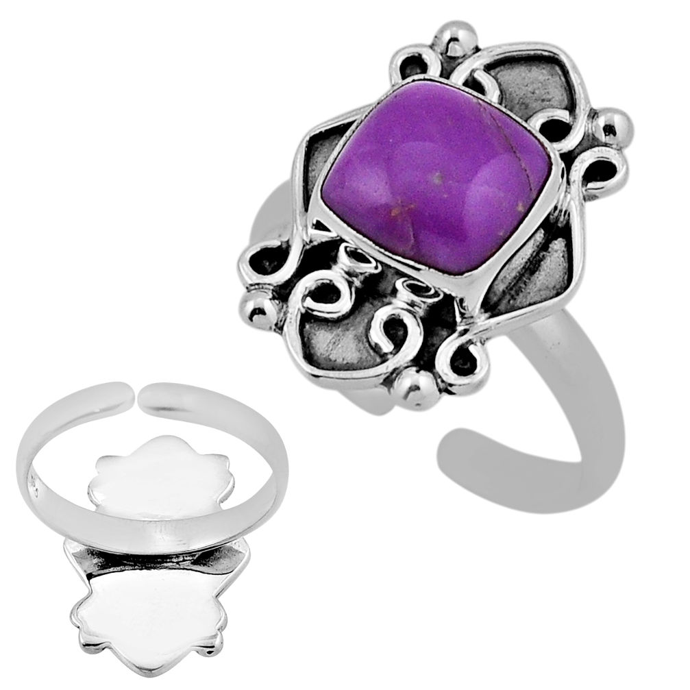 925 silver 5.12cts back closed phosphosiderite adjustable ring size 7 n38706