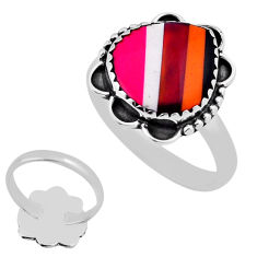 925 silver 4.93cts back closed pink black white strip opal ring size 8.5 n39265
