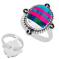 925 silver 6.31cts back closed pink blue white strip opal ring size 8.5 n39280