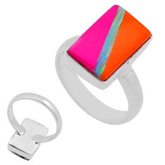925 silver 4.21cts back closed pink green orange strip opal ring size 5 n45990