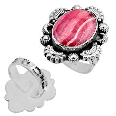 925 silver 16.07cts back closed pink rhodochrosite inca rose ring size 9 c32860