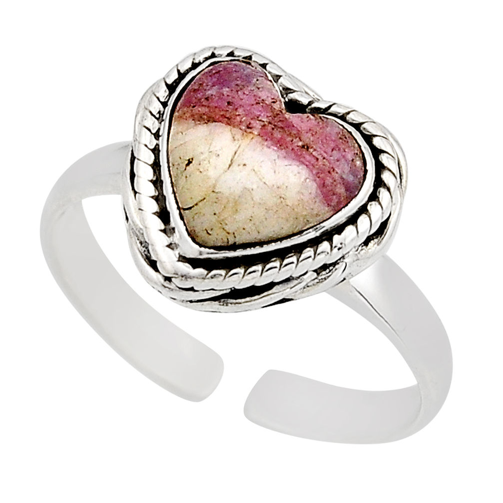 925 silver back closed pink tourmaline in quartz adjustable ring size 9.5 y92855